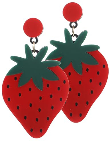 JOINPAYA Damen Ohrringe Erdbeer Design Legierung Kleine Frische Ohrstecker Modeschmuck Leuchtend für Strandurlaub