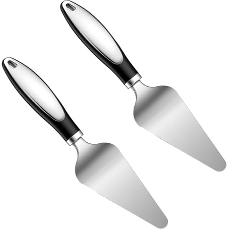 2 Pcs Cake Slicer Pie Server Spatula Set Stainless Steel Cake Cutter Slicer, Pizza Tart Dessert Cutter, Silver Kitchen Baking Tool for Cakes Loaves Eggs and More