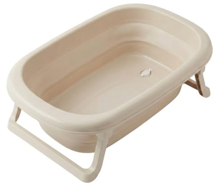 TEGA BABY Faltbare Babybadewanne mit Ablaufstopfen – platzsparende Baby Badewanne ab Geburt, rutschfeste Füße, kompakt faltbar, stabile Kinderbadewanne für Zuhause & Reisen