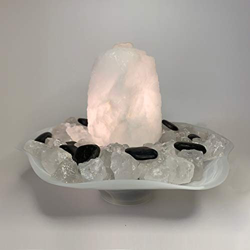 Zimmerbrunnen Clivia Bergkristall mit Beleuchtung (Schalenfarbe: Weiß)