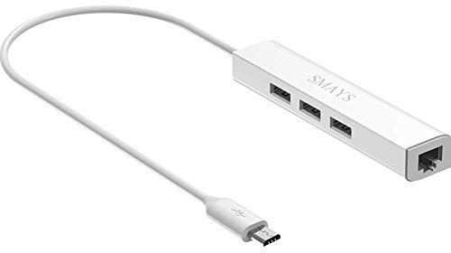 Adaptador de Red Micro USB Host OTG a Ethernet y HUB USB para Google Nexus Player, Raspberry Pi Zero, Tableta con Android de Windows (DC Powered)