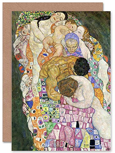 Wee Blue Coo Gustav Klimt Death Life 1916 Old Master Birthday Sealed Greeting Card Plus Envelope Blank inside