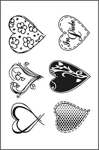 Efco Stempel Clear Hearts A7 / 74 x 105 mm 6 Teile transparent, Kunststoff, farblos, 11 x 8 x 2 cm