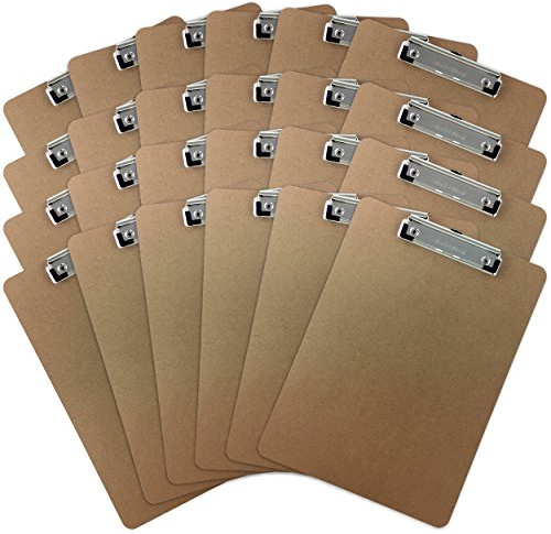 Trade Quest Letter Size Clipboard Low Profile Clip Hardboard (Pack of 24)
