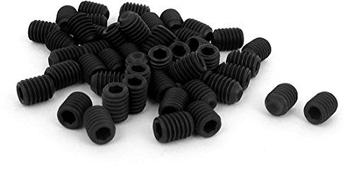 Sourcingmap M6 x 8mm 1mm Pitch Hex Socket Set Cup Point Grub Screws Black 50pcs