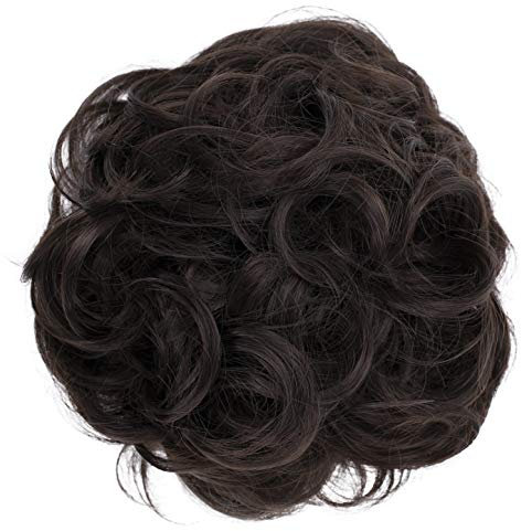 CAISHA Scrunchie Haarteil Haargummi Dutt Haarverdichtung Groß Emilia Gewellt Unordentlich DM15cm Braun G4E