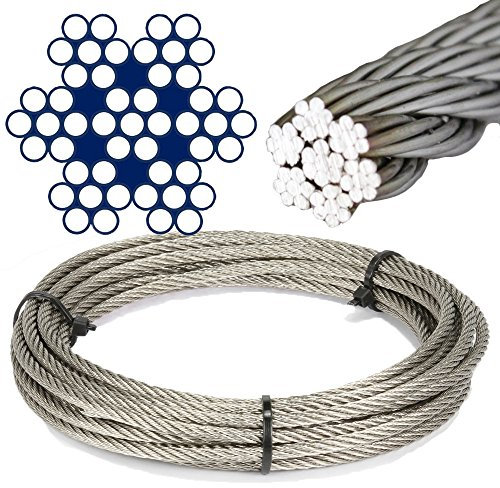 20 Meter Edelstahl - Drahtseil 7x7 mittelweich D= 2,5 mm - Edelstahl A4 Edelstahlseil Stahlseil I BOOTSTEILE BRAUER®