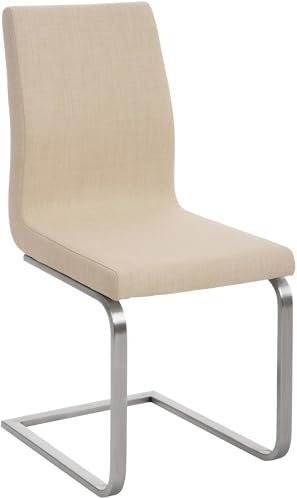 CLP Esszimmerstuhl Belfort Stoff Freischwinger I Moderner Schwingstuhl Mit Gepolsterter Sitzfläche & Hoher Rückenlehne, Farbe:Creme