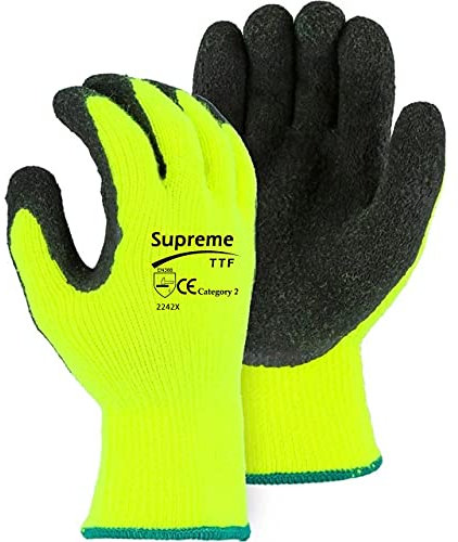 6 Pairs New HI VIZ Thermal Winter Latex Rubber Work Gloves Builders Gardening (XL)