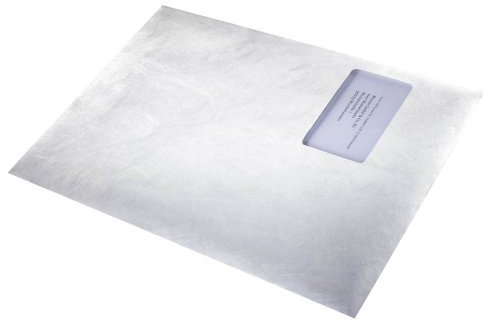 Tyvek 00011796 Versandtasche C4 (229x324 mm), weiß, mit Fenster, haftklebend, 100 Stück