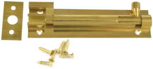 Merriway® BH00775 Swan Neck Surface Slide Door Bolt, 100 mm (4 inch) - Brass