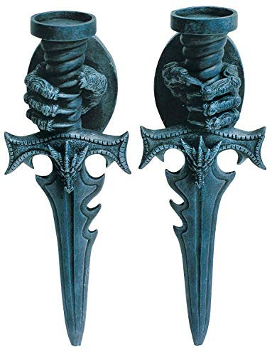 Fantasy Wand Teelichthalter 2er Set - Drachenklauen