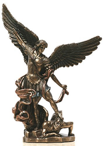 Unbekannt Saint St. Michael Erzengel besiegt Lucifer Statue Figur Skulptur Bronze Finish 20 cm-20 cm