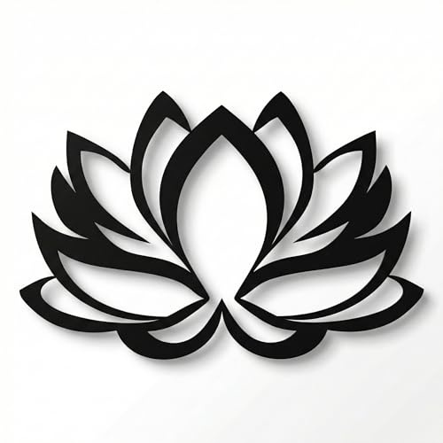 Wandkunst aus Metall – Lotusblume – Wanddekoration aus Metall, Dekoration für Zuhause und Wohnzimmer, Yoga-Dekor, 46x31cm