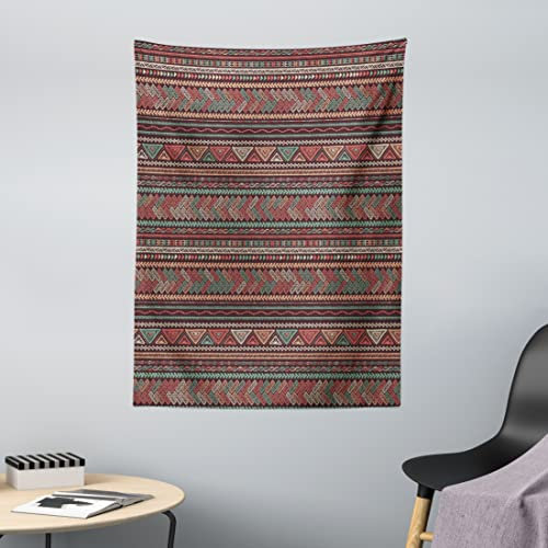 ABAKUHAUS Boho Wandteppich, Lateinamerikanische Motive aus Weiches Mikrofaser Stoff Waschbar ohne Verblassen Digitaldruck, 110 x 150 cm, Teal Rosa