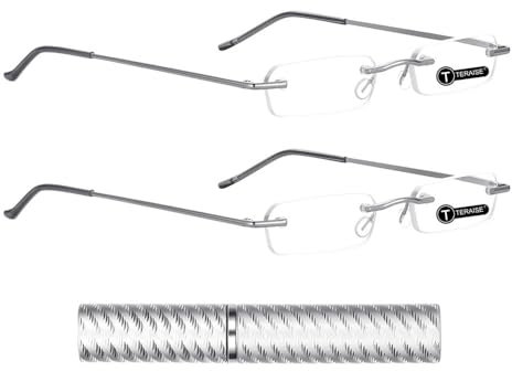 TERAISE 2er Pack Lesebrille Unisex Upgrade Federscharniere Lesegeräte für Silbermuster enthalten(2.0X)
