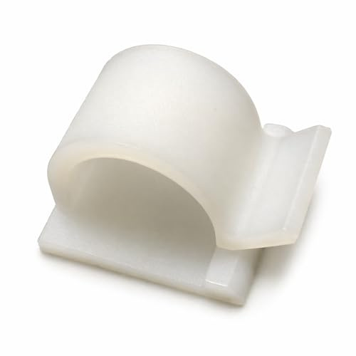 White Self-Adhesive Cable Clips 16mm, 50 Pack Large Wire Holder Clips for Cable Management, Sticky Cable Tidy Clips for Desk, Wall, Office, TV, Extension Leads, Power Cables and Network Wires