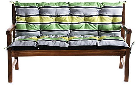 Gutekissen® Bankkissen, Sitzkissen, Gartenkissen, Steppkissen, Doppelkissen, Sitzmöbel, Gartenschaukel, Gartenmöbel L (100x60x50, Grün-Grau-Gelb 6)