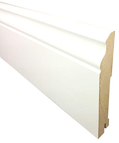 TRECOR® Hamburger Sockelleiste Alt Berliner Profil MDF Fussbodenleiste Fußleiste Folie weiß Länge: 2400 mm (Sockelleiste | Höhe: 120 mm)