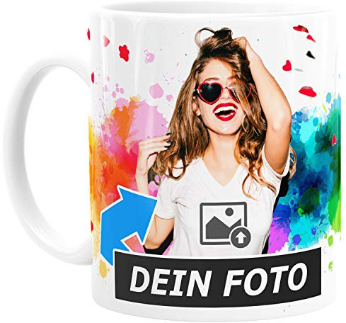 Foto-Tasse Kafee-Tasse mit Foto und Text selbst gestalten drucken Geschenk Fotogeschenke Moonworks® 2 Seiten weiß unisize