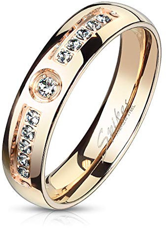 Bungsa Ring für Damen mit 11 Kristallen aus 316L Edelstahl 5 mm (60 (19.1))