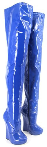 TIKENBST tacchi donna Tacchi Alti 18CM Piattaforma Con Zeppa Stupendi Stivali Unisex Sottili Sopra Il Ginocchio,Blue-37