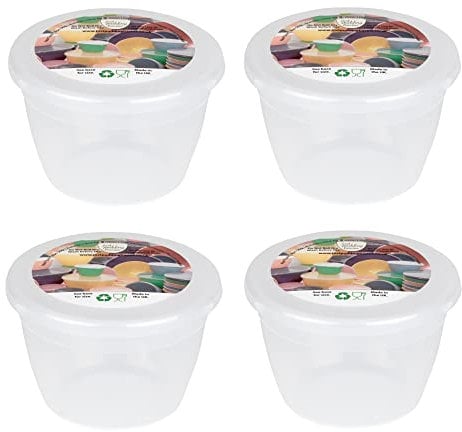 1/4 Pint Pudding Basin and Lid Pack of 4 Plastic Pudding Basins 140ml (0.25pt) Small Size Food Safe Steaming Bowls Clear