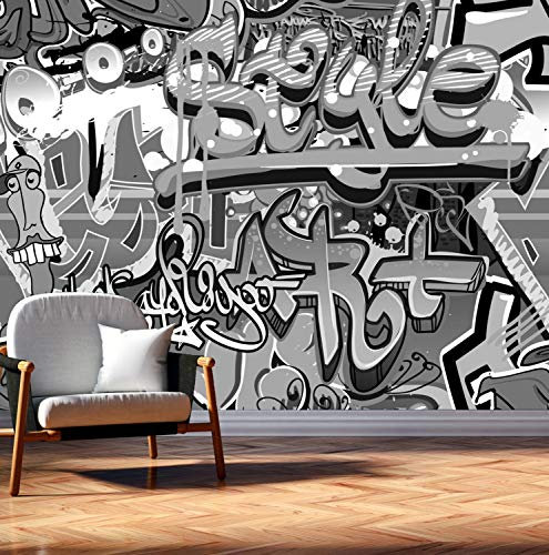 Vlies Tapete Poster XXL Fototapete Graffiti Street Art bunt Farbe schwarz weiß, Größe 100 x 80 cm