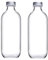 Queensway Home & Dining Reusable Glass Water Juice Drinking Bottle W/Silver Lid 1.1L/500ml Set (2x 500ml)