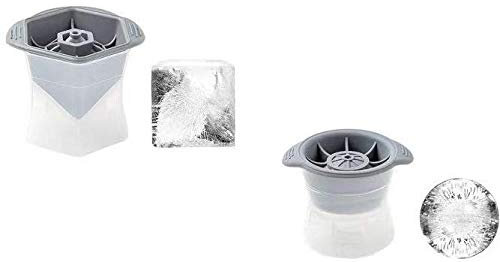 Iced Ball and Cubes Moulds-Giant Ice Cube Tray 1 Sphere and 1 Cube for Slow Melting Ice For all Your Favourite Drinks. Gin Whisky Vodka. Add to Your Cocktail Set. Large Ice Straight From Your Freezer.