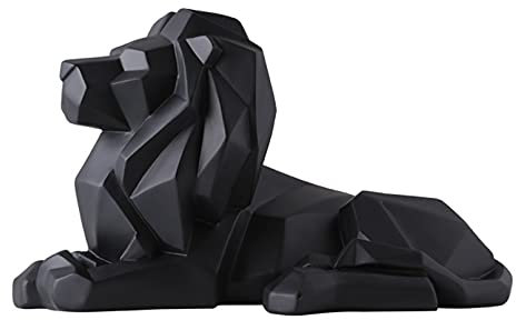 Vinbcorw Löwe Skulptur-Statue, Handwerk, BüRo, Dekoration, Geometrisch, Kunstharz, Wildtiere, Löwe, Statue Craft Skulptur Schlafzimmer Löwe,Schwarz