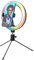DigiPower 10 RGB Ringlicht mit 3 Beleuchtungsmodi, 15 RGB Farben und 10 Helligkeitsstufen, Smartphone-Halterung (iOS/Android), für für Make-Up, YouTube, TikTok und Vlogging, DP-VRL10RGB, schwarz