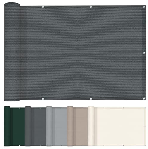 HENG FENG Balkon Sichtschutz 0.9x6m,HDPE Balkonverkleidung wetterfest, UV-Schutz, Atmungsaktiv,mit Kabelbinder,Anthrazit