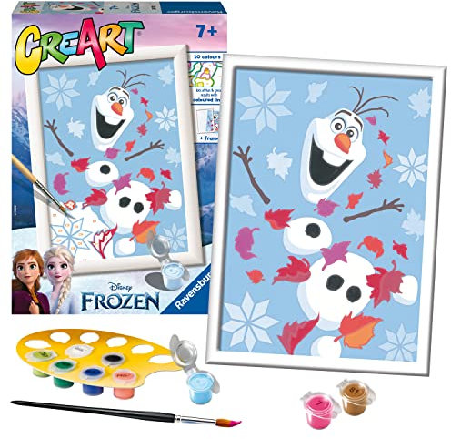 Ravensburger - CreArt Serie E, Frozen: Olaf Alegre, Pintura por Numeros, Kit de Pintura para Niños, Juego Educativo para Niños de 7+ Años, 18x13 cm