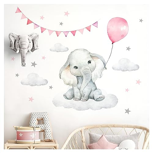 Little Deco Wandtattoo Elefant Ballon Baby Kinderzimmer Wandsticker Deko DL889-2
