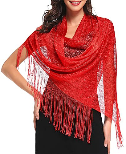 vimate Roter Schal Wraps für Frauen, Ladies Dressy Schals und Wraps für Abendgarderobe (DE-Red)