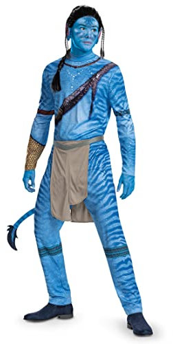 Disney Offizielles Premium Jake Avatar Kostüm Herren Erwachsene, Kostüm Avatar Costume Maske Blau, Faschingskostüm Karneval Cosplay Geburstag Overall Kostüm Größ XL