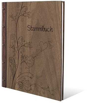 Stammbuch der Familie Holz mit Echtleder Rücken mit Extras DIN A4 Nussbaum Amerikanisch - Liebesbaum