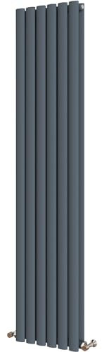 Radbliss Oval Column Vertical Radiator 1600x354mm Anthracite Double Central Heating Upright Tall Designer RAD