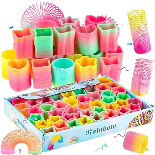 Graplan Spirale Spielzeug 48 Stück Regenbogenspirale,Treppenläufer Spirale,Kinder Geburtstag Mitgebsel,Regenbogenspirale für Kinder,Give Aways Kindergeburtstag