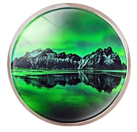Aurora Borealis Art Foto Glas Gem Galaxy Ringe Für Frauen Männer Trendy, 25 mm, Leder