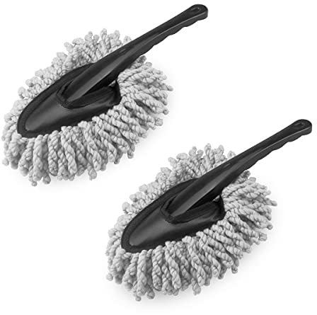 JNNJ 2 Pack Mini Microfiber Cars Dash Duster Brush, Multi-Functional Car Cleaning Brush, Car Interior Exterior Accessories, Cleaning and Washing Tool for Car, Truck, SUV, RV and Motorcycle(Grey)