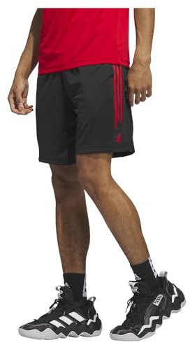 adidas Legends 3-Stripes Basketball Shorts, Herren Shorts, Black/Better Scarlet, IC2455