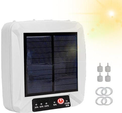 Bomba de aire para acuario, bomba de tanque de peces, bomba de oxígeno ajustable para acuario, aireador de pecera con 4 tomas, bomba de oxígeno silenciosa, bomba de aireación de carga solar y USB,