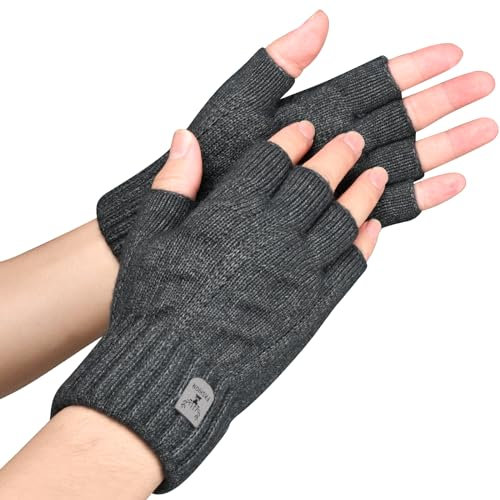 SELBATON Thermisch Fingerlose Handschuhe Strick Warme Winterhandschuhe Kaschmir Handschuhe Ohne Finger Laufen Camping Klettern Skifahren Radfahren Arbeit für Herren und Damen