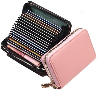 HSAJS Portefeuille Compact Rectangulaire Femme Fermeture Éclair Doré Portemonnaie Portecartes Cuir Minimaliste Élégant