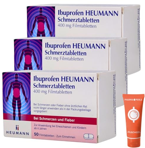 Ibuprofen Heumann Schmerztabletten Kopfschmerzen Fieber Zahnschmerzen Ibu 400 mg I Sparset mit give-away von Pharma Perle (150)
