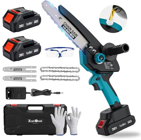 Mini Chainsaw Cordless,Battery Chainsaws with Oiler System,Cordless Chainsaw with Batteries, 2 Chains, 2024 Upgraded Brushless Electric saws to Cut Wood