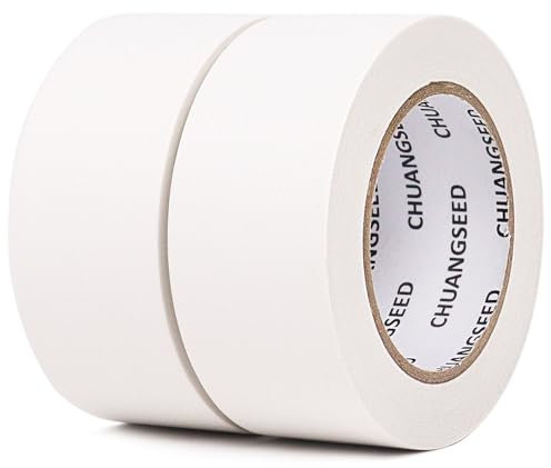 CHUANGSEED Nastro bianco opaco Gaffer,Nastro in tela opaca professionale,Gaff Tape per fotografia,effetti scenici,Riparazione di tende,Organizzare i fili,Matte White Duct tape,2-pack,210micx50mmx30m