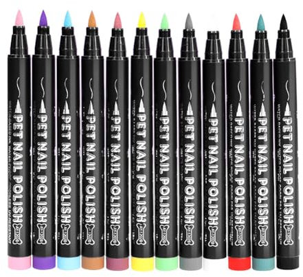 Asudaro Dog Nail Polish Pen Quick Dry, Fast Drying Pet Paint Pen Set for Dog and Cat Paw Graffiti and Painting 12PCS